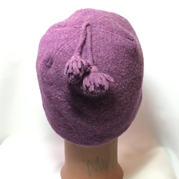 Outdoor Research Wool Blend Purple Pink Floral Pattern Winter Hat Small Tassels - Picture 3 of 7